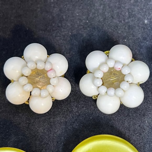 Lot of 5 Gold Tone Clip On Button/Cluster Earrings (3541) - Picture 2 of 7